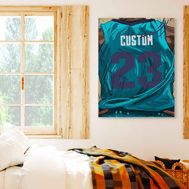 Charlotte Jersey Custom Canvas Print Wall Art for Boy Girl Men Women Basketball Personalized Canvas Art